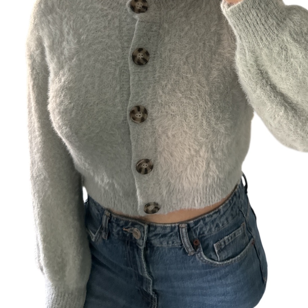 SHEIN Soft Grey Buttoned Cardigan